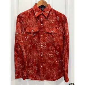 Lauren Jeans Company Ralph Lauren Women's Red Floral Print Button Up Shirt XS